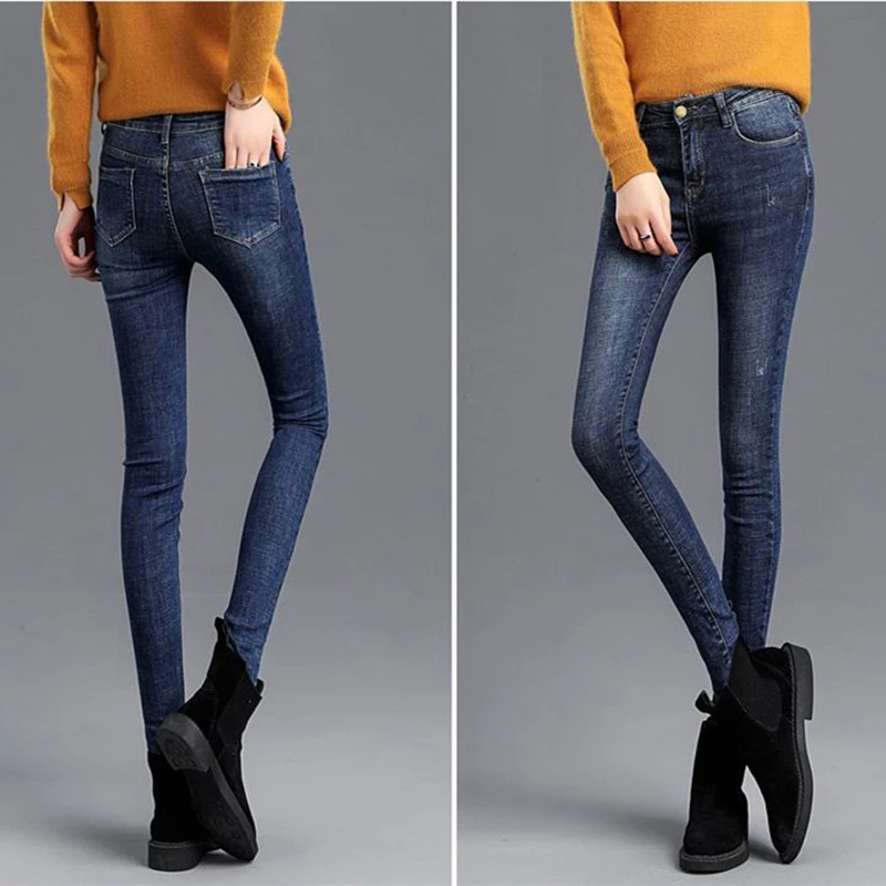 Джинсы женские узкие эластичные с карманами спереди и средней посадкой | Женская
