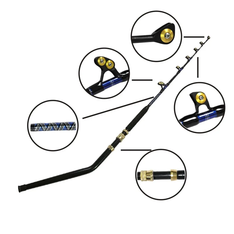 Синий 6' eliminator alu bent butt PAC BAY 5+ 1 rollier руководство 130LBS лодка рыболовное удилище для ловли на блесну - Цвет: Синий