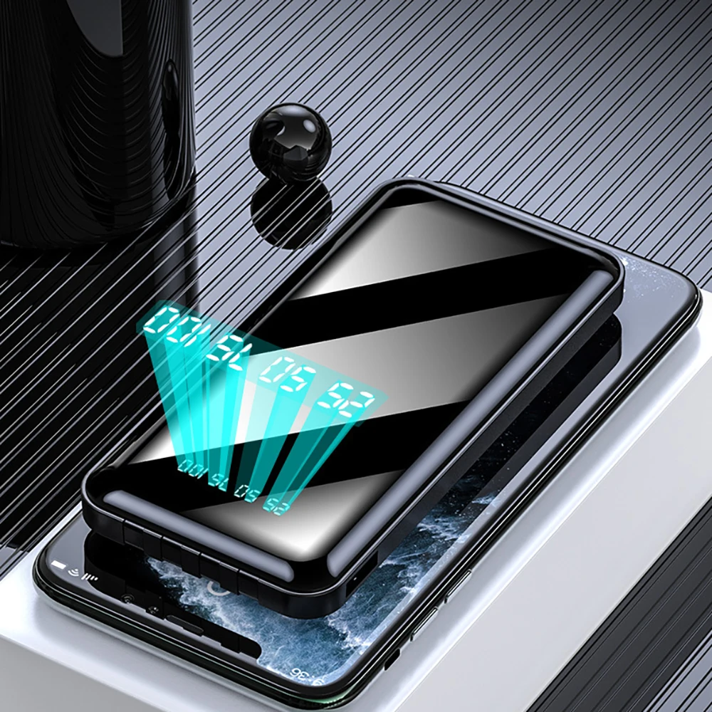 Внешний аккумулятор со встроенными кабелями 50000 мАч солнечное зарядное