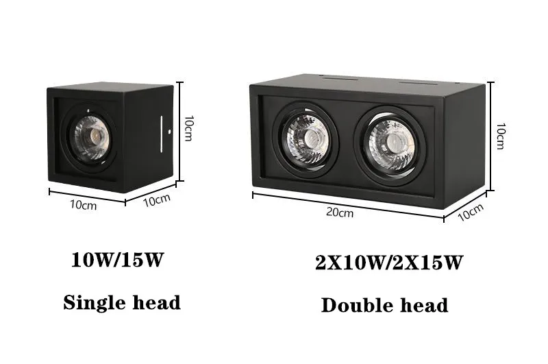 1 Uds blanco negro de alta calidad montado en la superficie ajuste LED COB regulable Downlights 10W15W 20W 30W lámpara de punto para techo