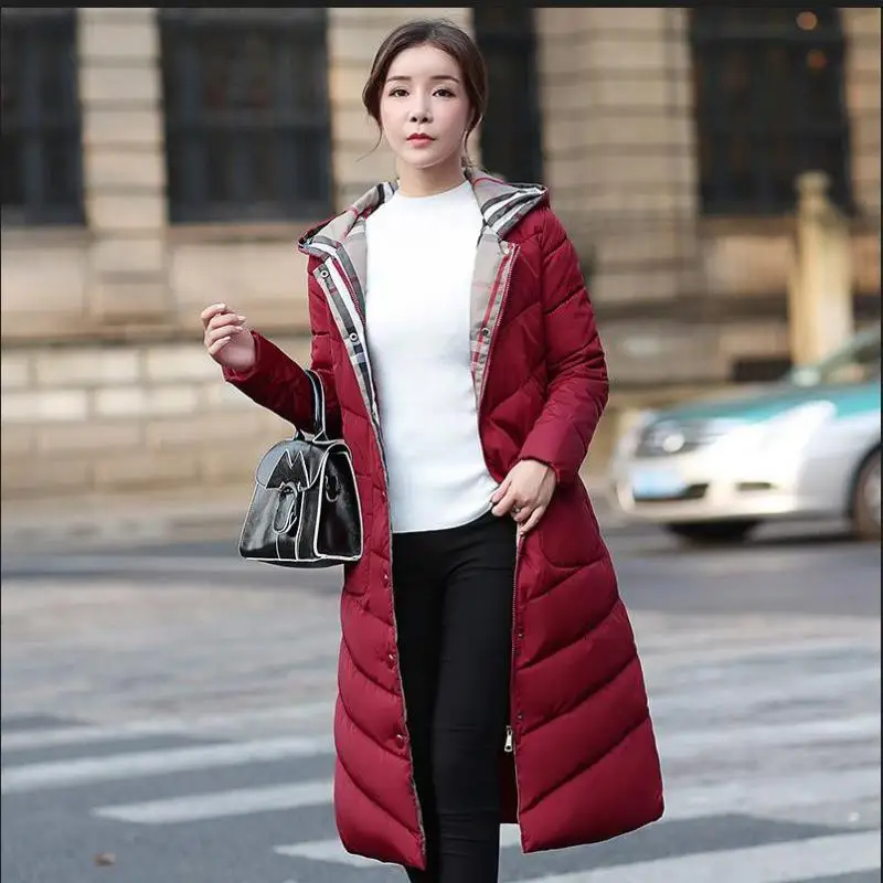 2019 Зимняя парка пуховое хлопковое Женское пальто с капюшоном зимняя Длинная