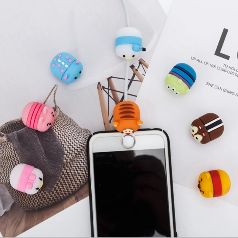 Мультяшный милый кабель с животными для зарядки телефона протектор шнур линия