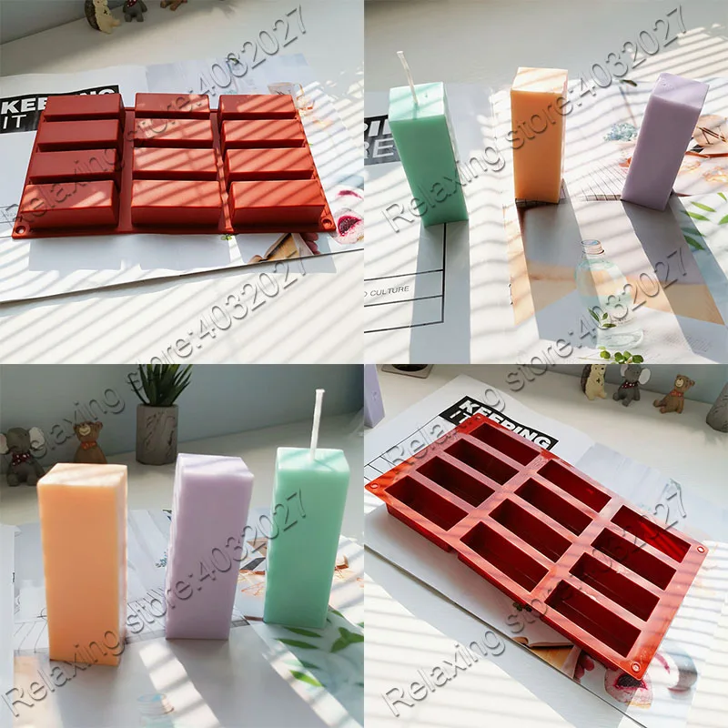 

Rectangle Shape Silicone Candle Molds 12 Cavities Chocolate Cake Mold 3D Aromatherapy Candle Soap Mould