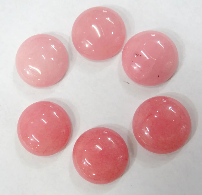 

Круглые кабошоны из натурального камня 18 мм без отверстия, розовые бусины для самостоятельного изготовления ювелирных изделий, колец, серег, аксессуаров, 20 шт.
