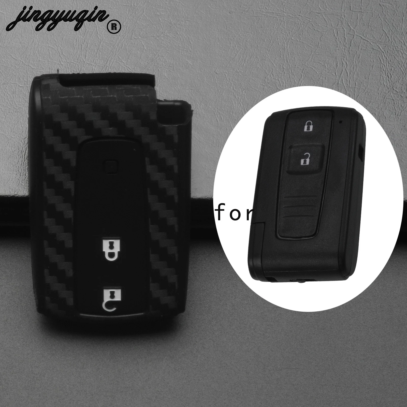 

jingyuqin 2/3 Buttons Car Remote Control Cover Protector Carbon Silicone Key Fob Shell For Toyota Prius Crown Avensis Verso