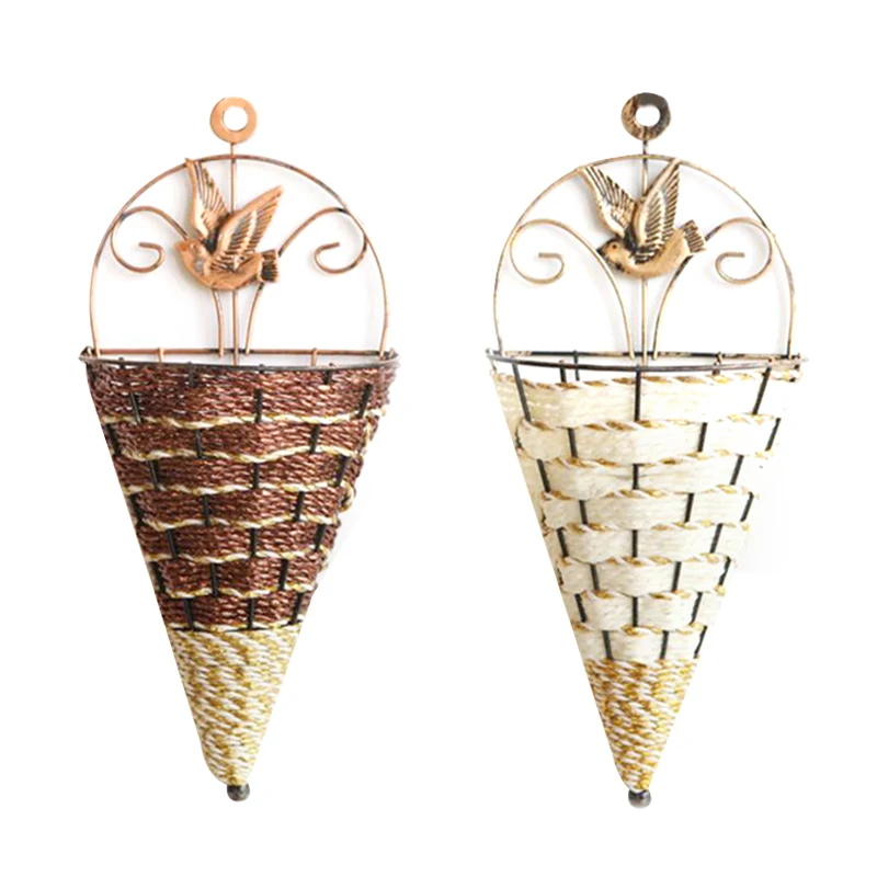 

Домашний садовый орнамент имитация цветочной корзины гетероморфизм настенная ваза настенное цветочное украшение из железного ротанга
