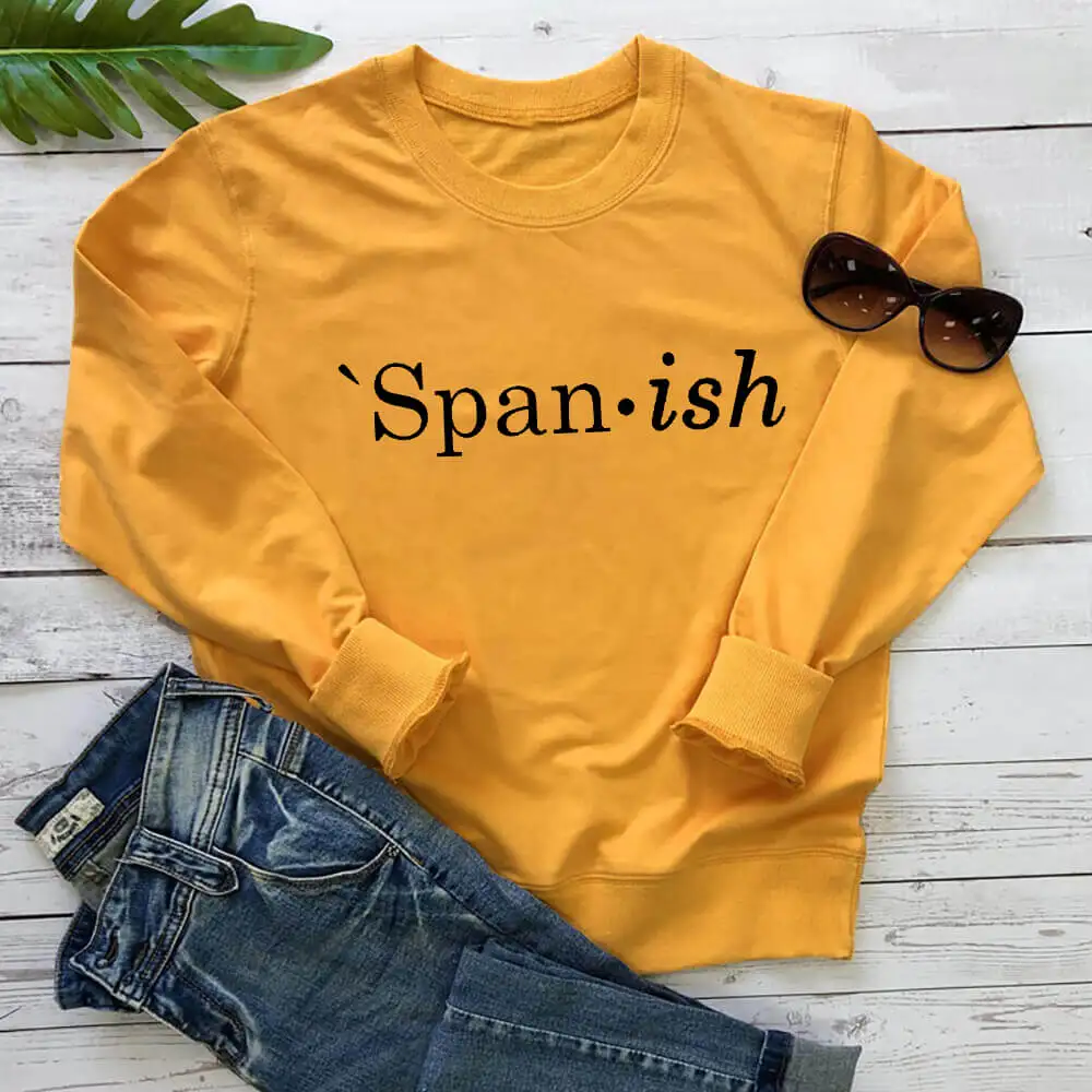 Spanish 100%Cotton Letter Printed Unisex Sweatshirts Women Spring Mexicana Casual O-Neck Pullover Long Sleeve Tops Latina Gift images - 6