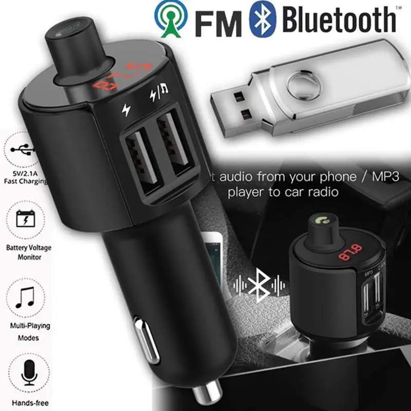 Car Bluetooh FM Transmitter Vehicle Music Player Wireless Radio Hand-free Calling USB Charger Adapter Fm | Автомобили и мотоциклы