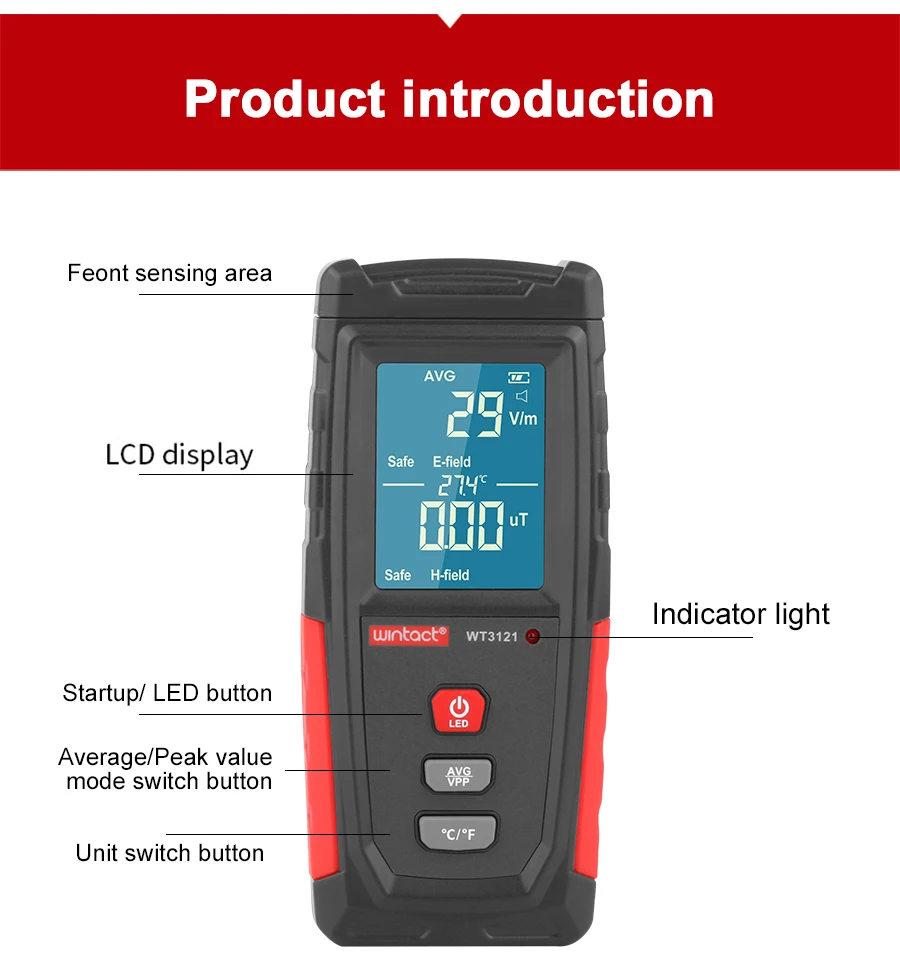 RZ Electromagnetic Field Radiation Detector Tester Emf Meter Rechargeable Handheld Portable Counter Emission Dosimeter Computer