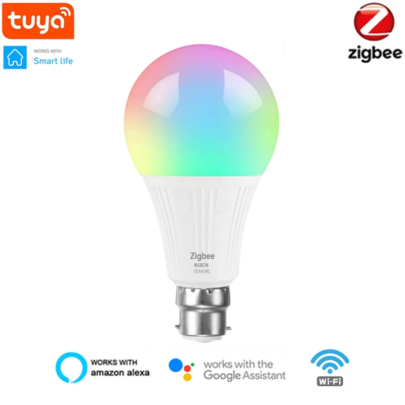 

Умная Светодиодная лампа Zigbee Tuya/Smart Life, светильник с дистанционным управлением через приложение, работает с Alexa Google Home, 7 Вт, B22