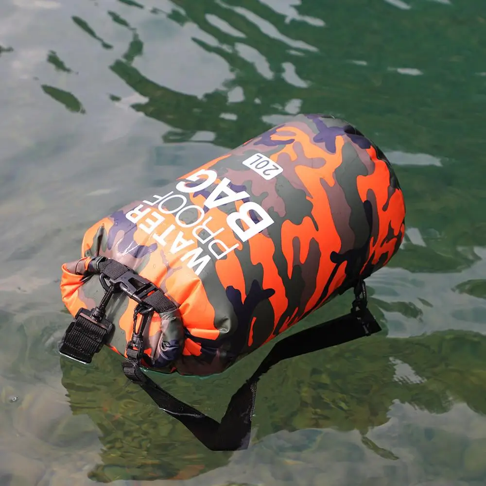 SPT Outdoor Bag Camouflage Portable Rafting Diving Dry Bag Sack PVC Waterproof Folding Swimming Storage Bag For River Trekking