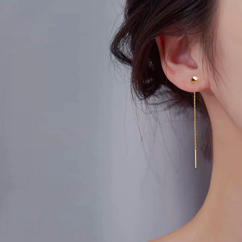 

YUN RUO 2021 Vintage Gold Bean Earring Line Chic 18 K Gold Plated Woman Titanium Stainless Steel Jewelry Never Fade Anti Allergy