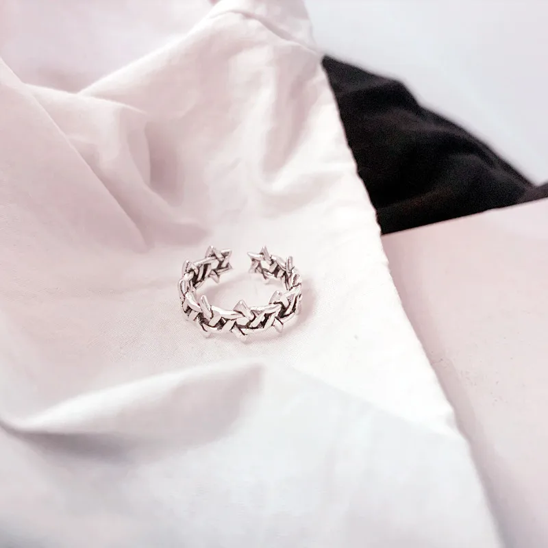 

ins style Fashion Personalized Six-pointed Star Ring Hip-hop Hollow Woven Design Geometric Star Open Ring Female And Male