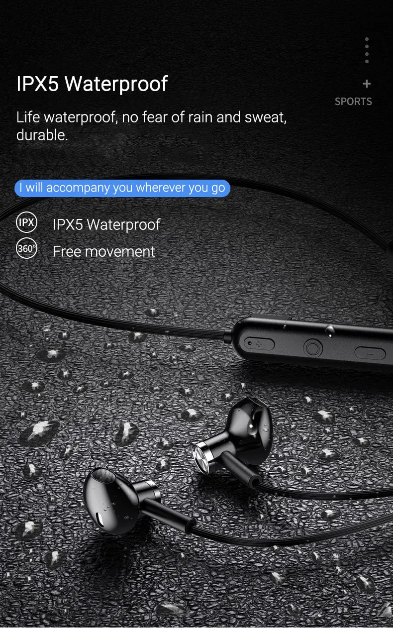 Магнитные беспроводные наушники EARDECO, Bluetooth наушники, спортивные беспроводные наушники, Bluetooth гарнитура, наушники с микрофоном