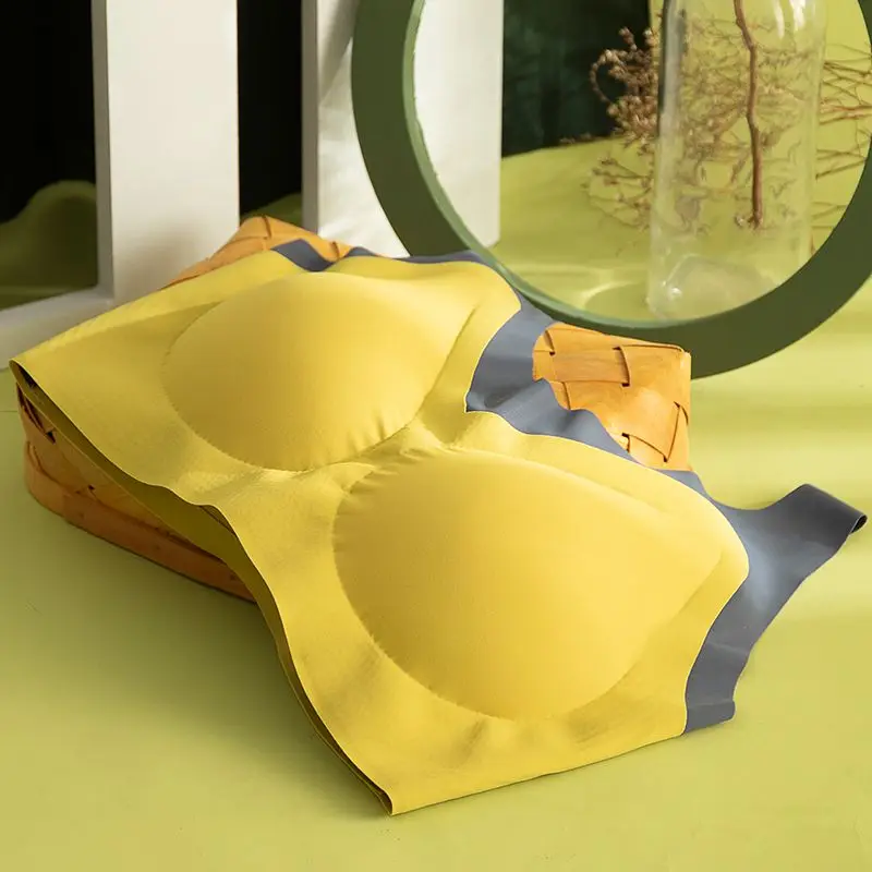 

Female Ultra-thin Underwear Ladies Brassiere No Trace Vest Large Size Solid Color Bra Gathered Sports