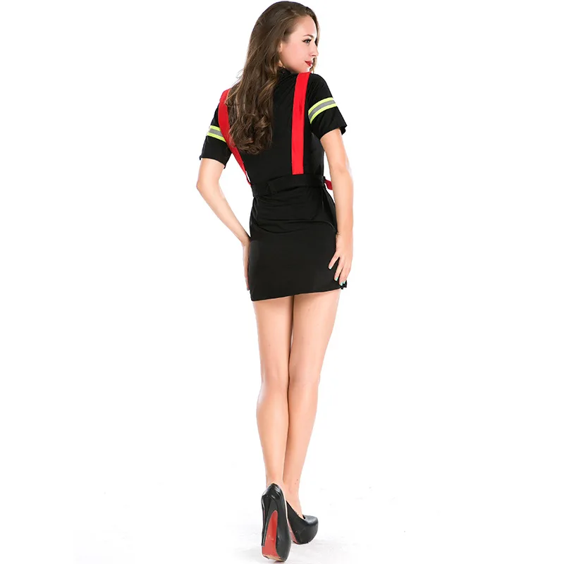 

SLADUO Halloween New Adult Female Firefighter Cosplay Game Costume