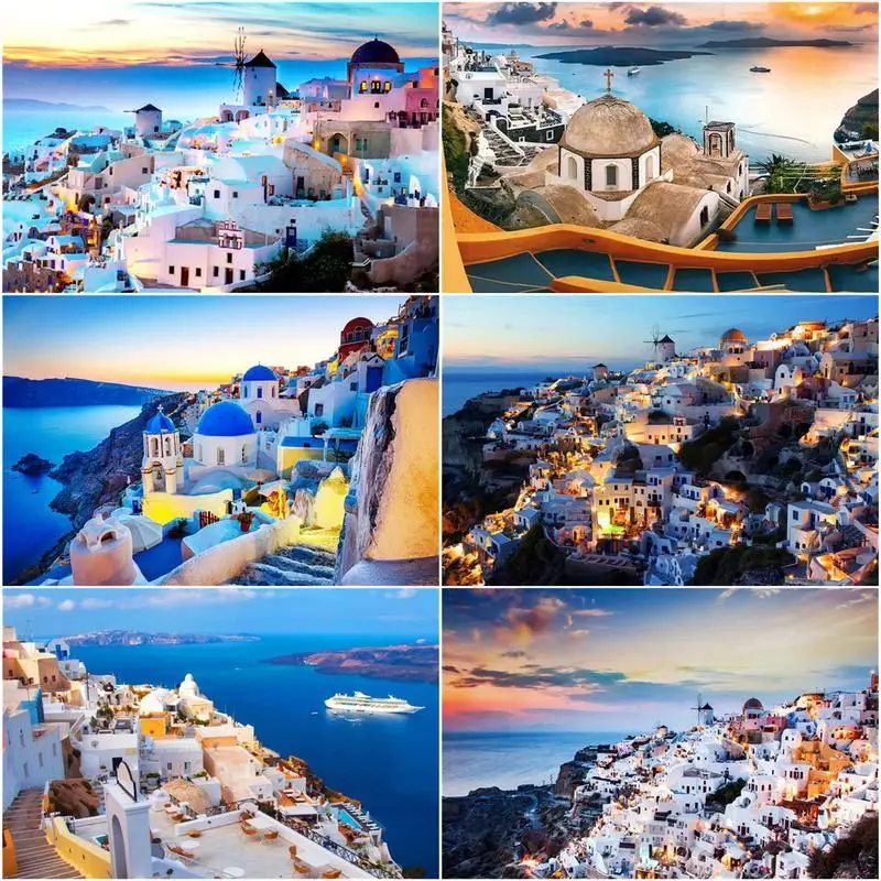 

DIY Oil Painting By Numbers Seaside Villa Kits For Adults Handmade 40x50cm Frame Draw On Canvas pintura por números