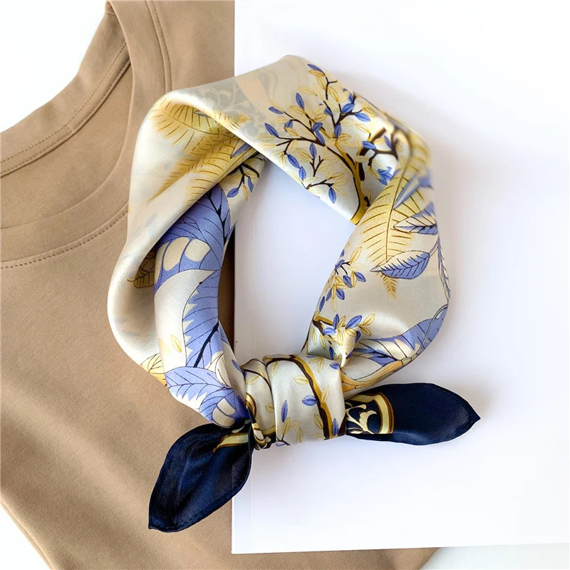 

100% шелковый шарф шеи лентой небольшие Квадратные платки элегантный шарф с цветочными узорами Для женщин бандана женский платок носовой пла...