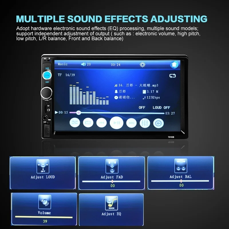 Автомагнитола 2 Din 1Din 7 дюймов HD Bluetooth автомобильный видеоплеер MP5 с сенсорным