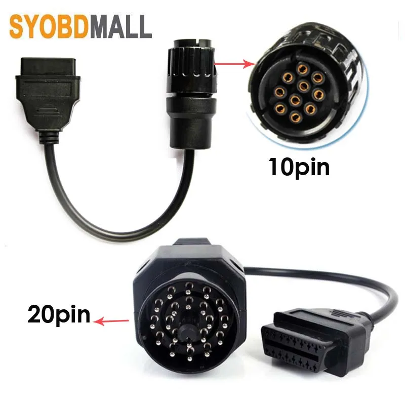 OBD 10pin 20Pin Transfer To 16 Pin OBD2 Cable for BMW ICOM EFI Motorcycle 10 Adapter 10P 20P Plug Option Programmer Socket | Автомобили и