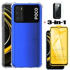 capa, защитное стекло + чехол для xiaomi poco m4 m3 чехлы для телефона poco m 4 Pr mi pocophone m3 glass case poco x 3 xaomi poco-m3 чехол покофон х3 нфс сяоми поко м 3 чехлы поко х 3 ксиоми покофон м3 чехол на поко м3