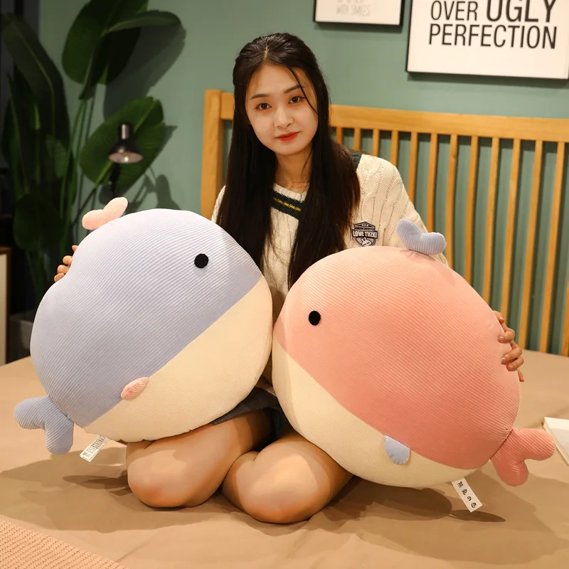 

Hot 1pc Nice Huggable Cute Fat Striped Whale 2 Sizes Soft Stuffed Animals Dolls Plush Sofa Super Pillow For Kids Gifts