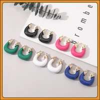 2021 summer korean trendy retro colorful transparent resin metal simple personality fashion drop earrings for women accessories