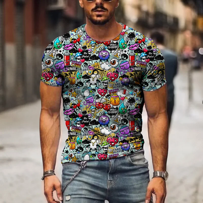 

2021 Summer Hot Sale Men's Novelty Ladies T-shirt 3d Printing Costume Shirt Cartoon Pattern Short-sleeved Summer T-shirt Male 5x