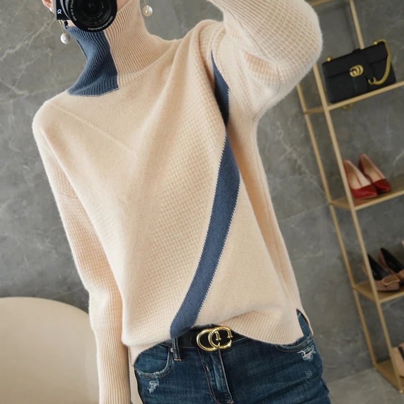 adohon 2020 woman winter 100% Cashmere sweaters autumn knitted Pullovers High Quality Warm Female thickening Turtleneck