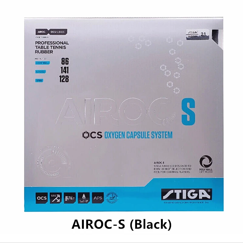 STIGA настольный теннис резиновая AIROC-M AIROC-S скорость вращения синяя губка прыщи в пинг-понг tenis de mesa - Цвет: AIROC-S Black