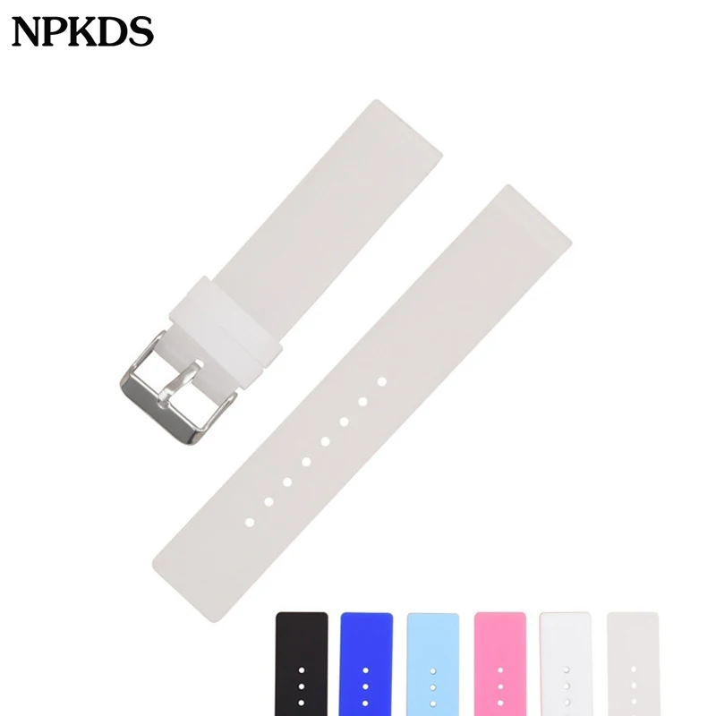 Универсальный мягкий силиконовый ремешок для часов черный синий розовый