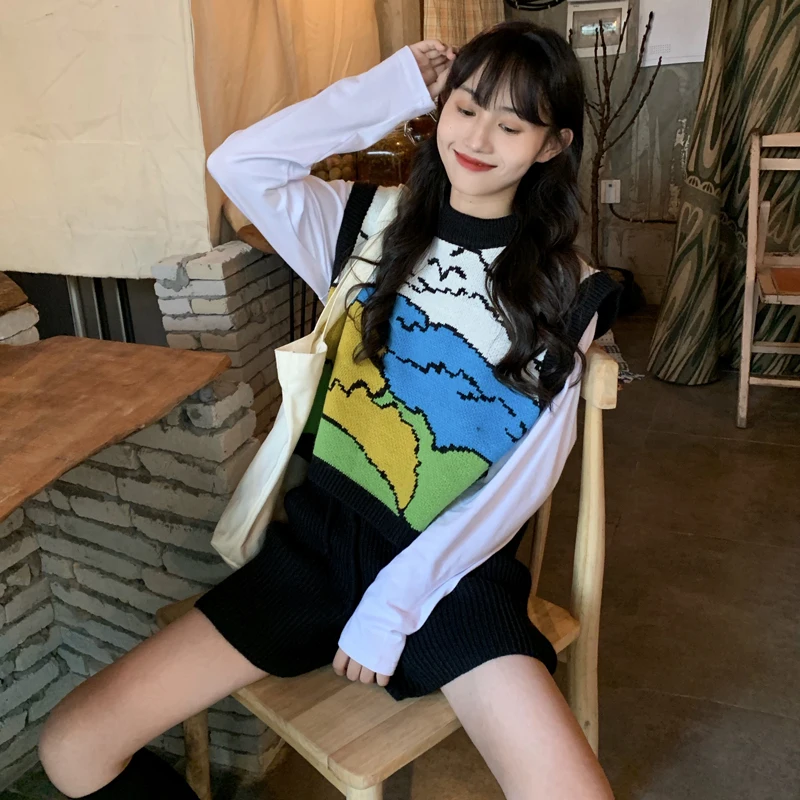 

Women's Sweaters Japanese Kawaii Ulzzang Vintage Casual Ins Lazy Loose Sweater Female Korean Harajuku Clothing For Women