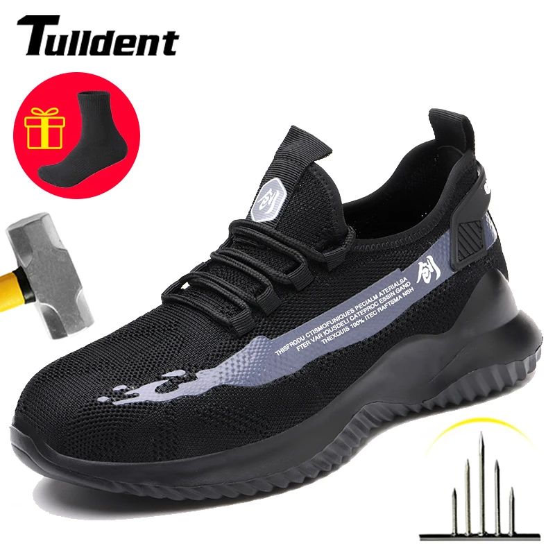 Working Shoes Men Steel Toe Anti-Smashing Puncture Proof Soft Light Breathable Comfortable Indestructible Protective Boots Sneak