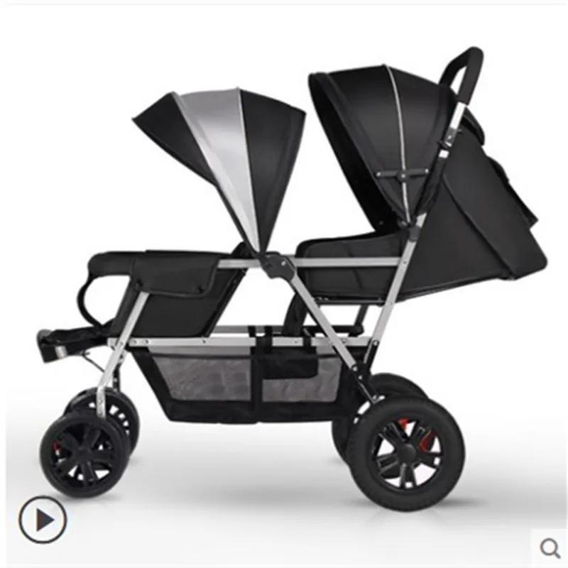 Twin baby stroller is light, foldable, sitable, lie down, sit back and forth, second child, double stroller