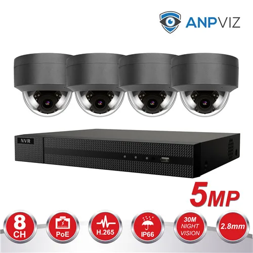 Hikvision 8CH 4 к NVR 4/6/8 шт. 5MP POE IP CCTV безопасности Камера Системы аудио записи IP Камера на открытом воздухе CCTV видео наблюдения NVR KIT - Цвет: 4 Gray KIT