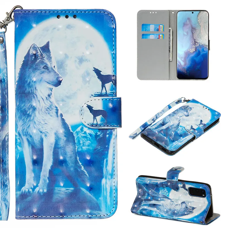 For Samsung S20 Case 3D Painted Flip TPU And PU Leather Wallet Plus Ultra Card Slot Stand Cover | Мобильные телефоны и