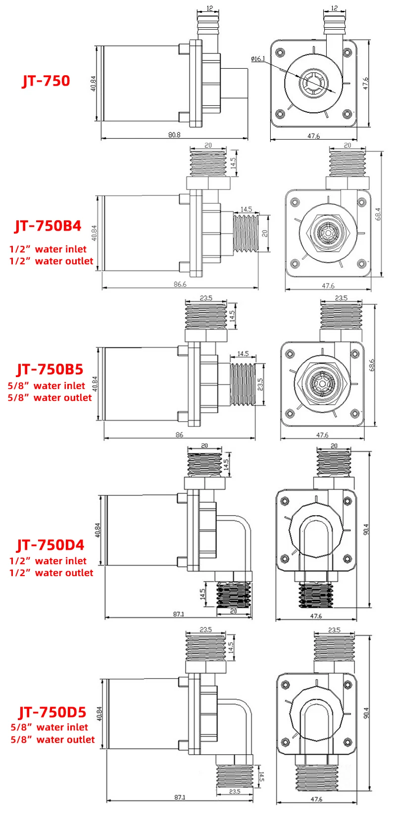 350-900L/H 1/2 5/8 750B 750D DC погружной циркуляционный водяной насос, микро погружной Бесщеточный Водяной насос для аквариума