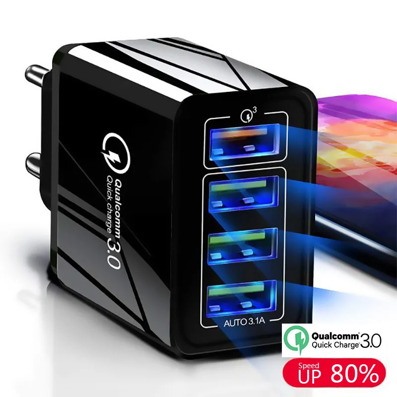 Сетевое зарядное устройство для iPhone X XS 7 Samsung Huawei P20 Xiaomi QC 3 0 48 Вт Quick Charge 4 0|Зарядные
