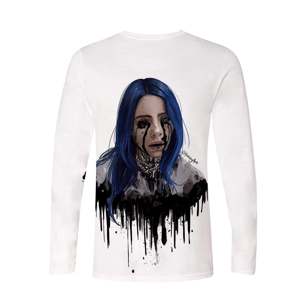 Поступление Billie Eilish 3D футболка для женщин и мужчин, футболки с длинным рукавом для девочек, Повседневная футболка Billie Eilish, футболки размера плюс, весенний Топ