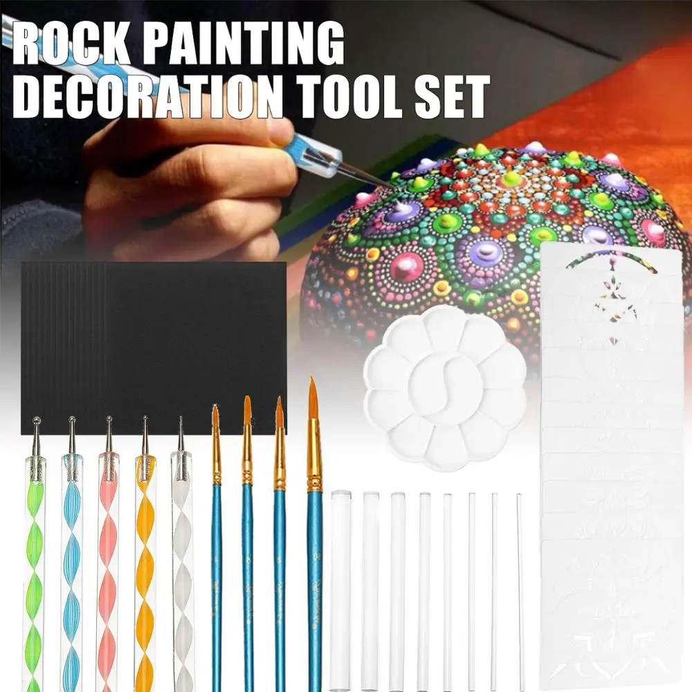

46pcs Mandala Dotting Tool Rock Ball Nail Dot Painting Art Craft Pen Stencil Kit
