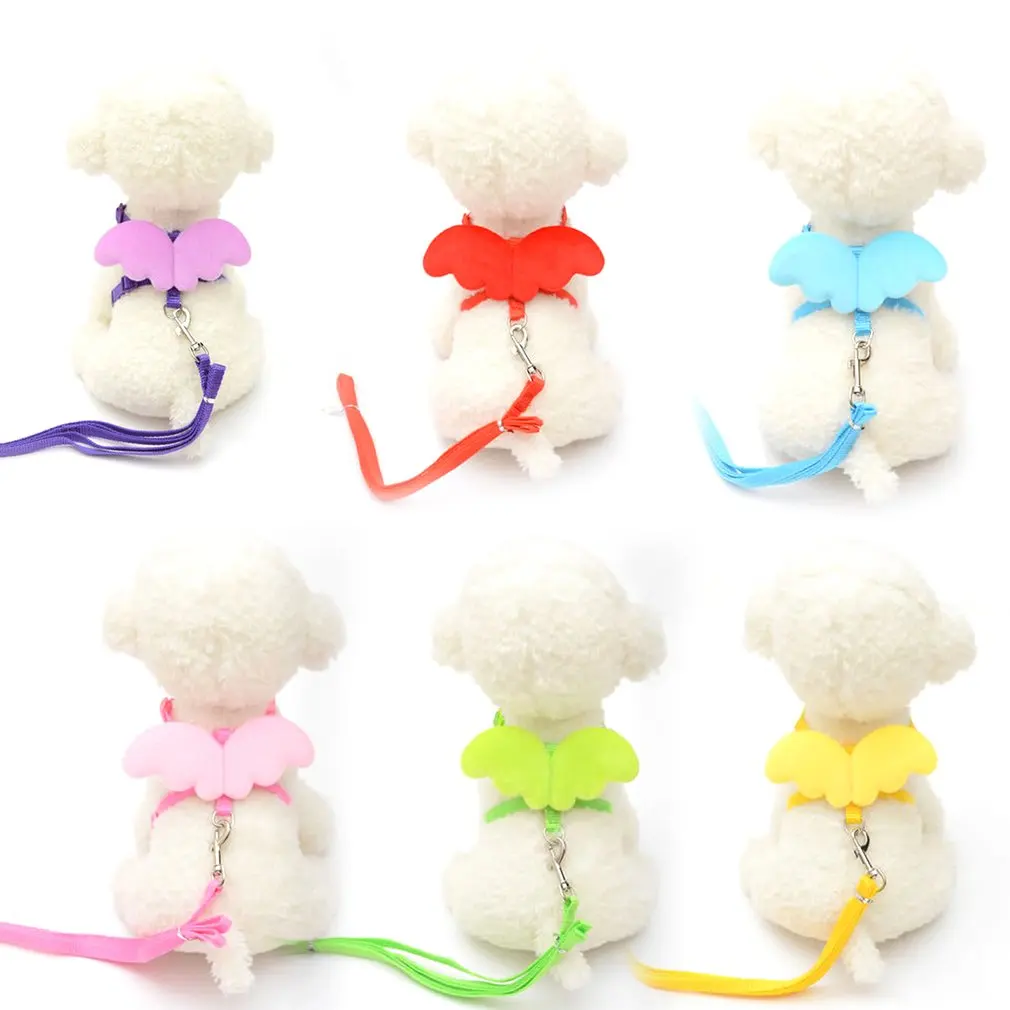 

Cute Angel Pet Dog Leashes and Collars Set Small Cats Puppy Leads Wing Straps Adjustable Dog Harness Pet Accessories