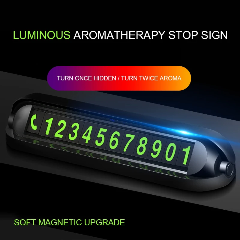 New Luminous Car Temporary Parking Card Sticker with Air Freshener Auto Phone Number Plate Aromatherapy Accessories | Автомобили и