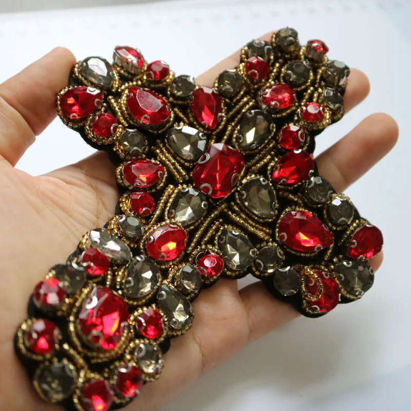 1 шт. 3D Ручная работа искусственная кожа для одежды Красный Крест 12*15 см сделай сам