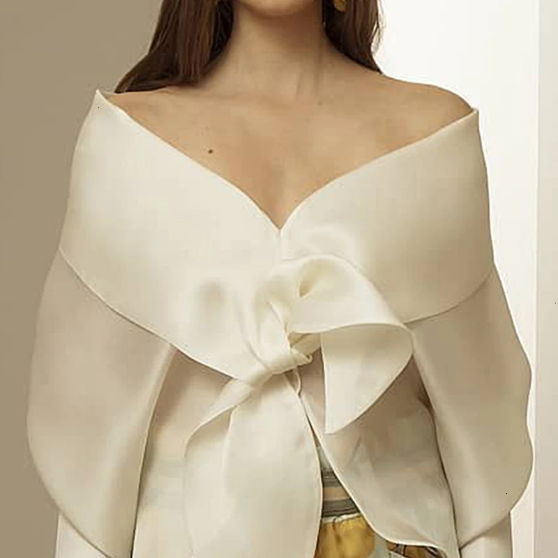 Женские блузки на шнуровке GALCAUR повседневные асимметричные с вырезом лодочкой и