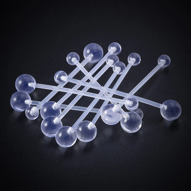 

Прозрачные Акриловые фиксаторы OIMG для пирсинга, гибкие пластиковые кольца для языка Bioflex, штанга для пирсинга сосков, промышленные серьги, 10...