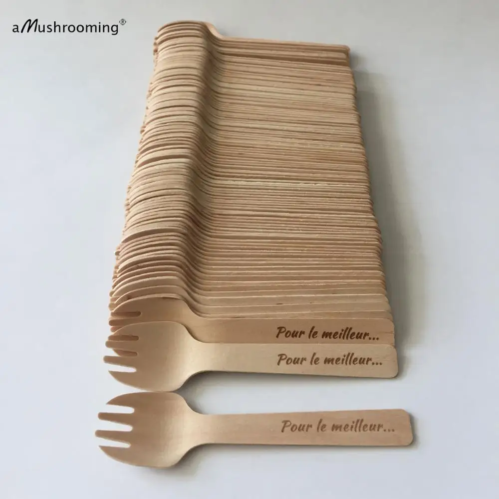 100 шт. персонализированные мини вилки на свадьбу день рождения буфетный стол из