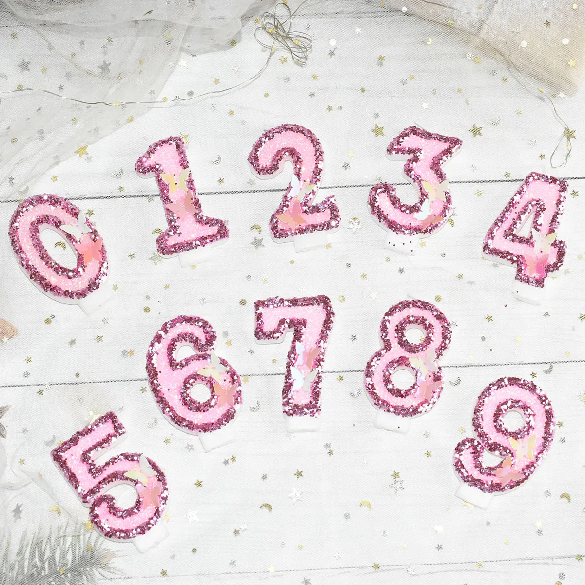 Свадебная Принцесса Бабочка Свеча Торт Топпер Украшение Number0-9 Десертное