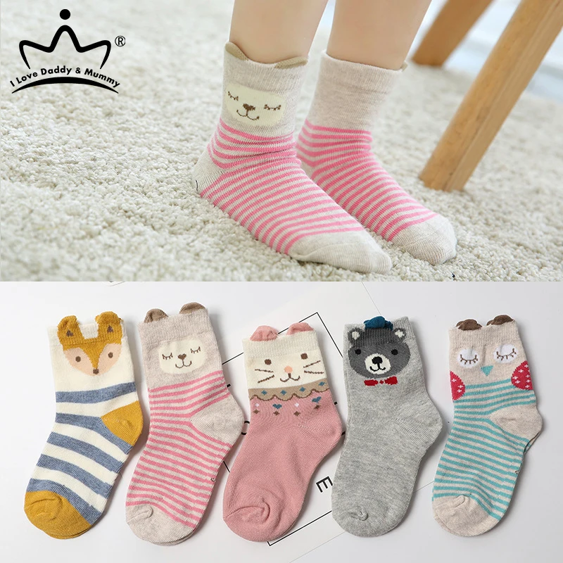5 пар/лот хлопковые носки для малышей милые детские с объемными ушками и