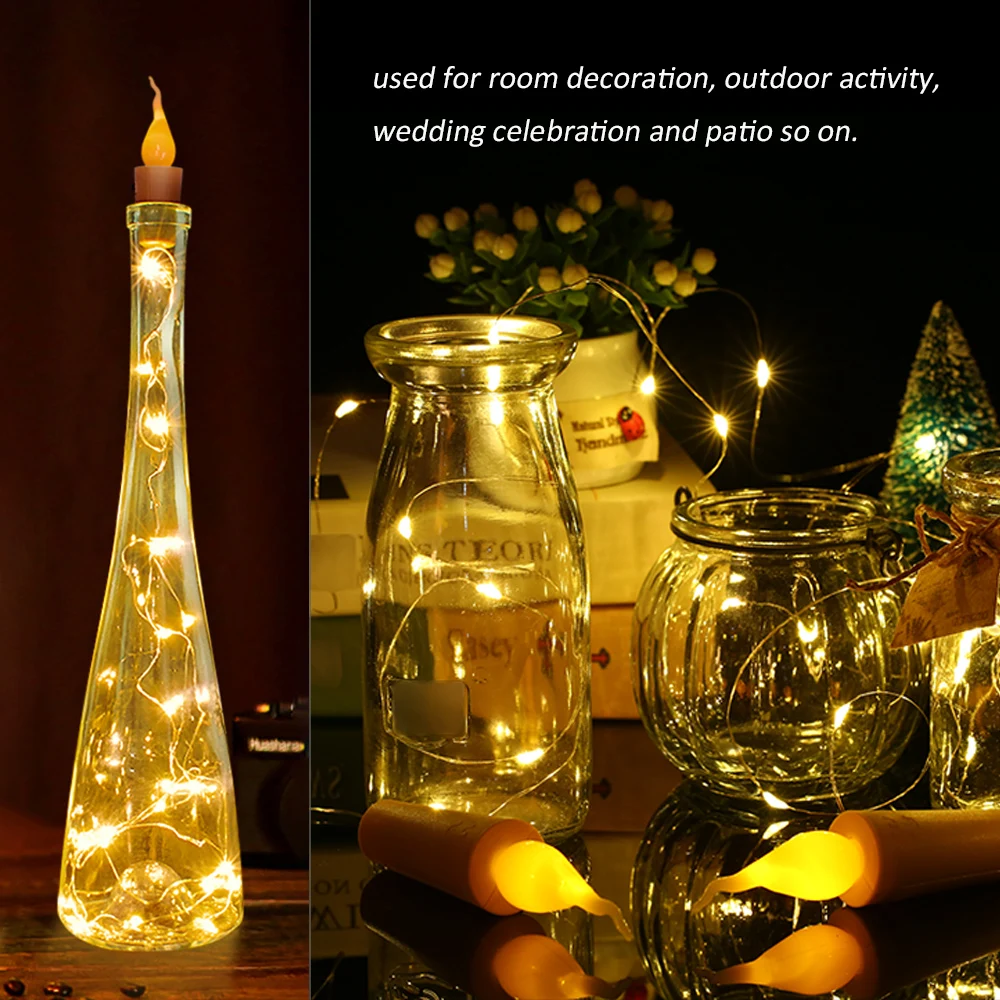 

2 Meters 21LED Cork Starry Fairy Copper Wire led light string Waterproof Wine Bottle lights garland for Party Festival Wedding