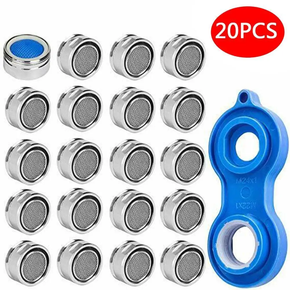 

20Pc Water Saving Aerator Copper Aireador Grifo 1Pc Faucet Aerator Wrench Jet Regulators Filter Spare Part For Kitchen Bath
